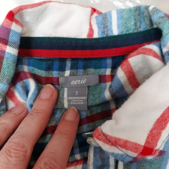 Aerie Womens Flannel  Multi Colored Plaid Size Sp Soft Casual  Long Sleeve - Picture 4 of 4